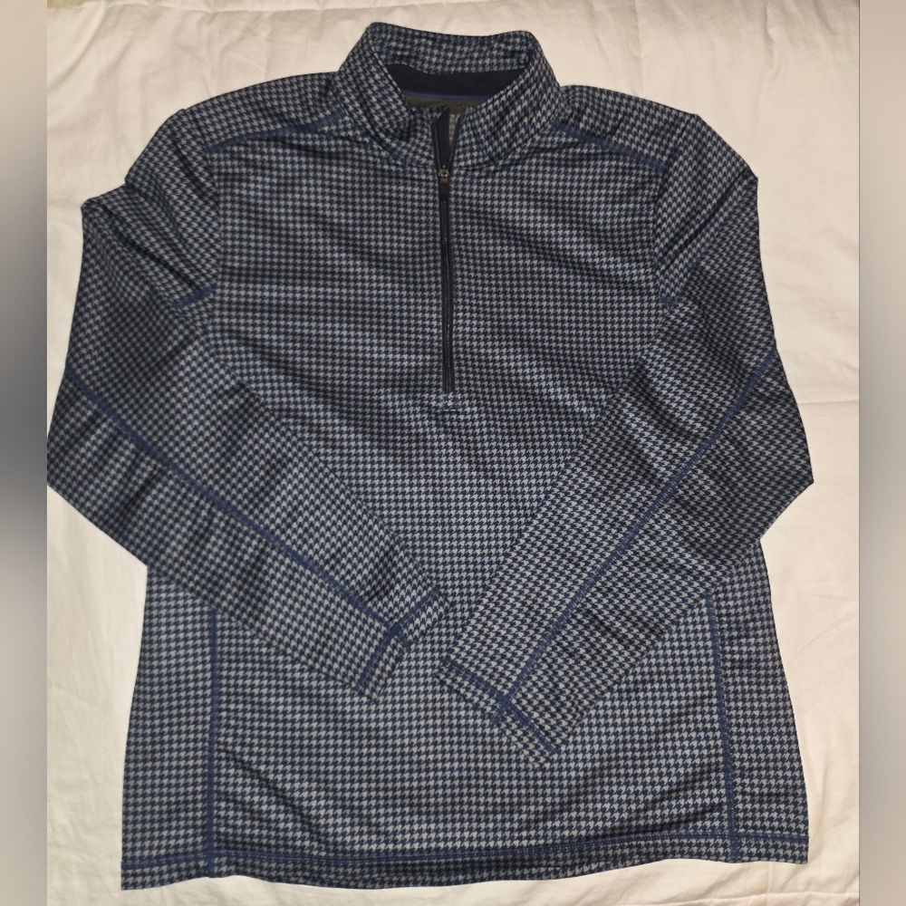 Vineyard Vines by Jim Nantz Men's M Navy Gray Houndstooth Quarterzip Pullover